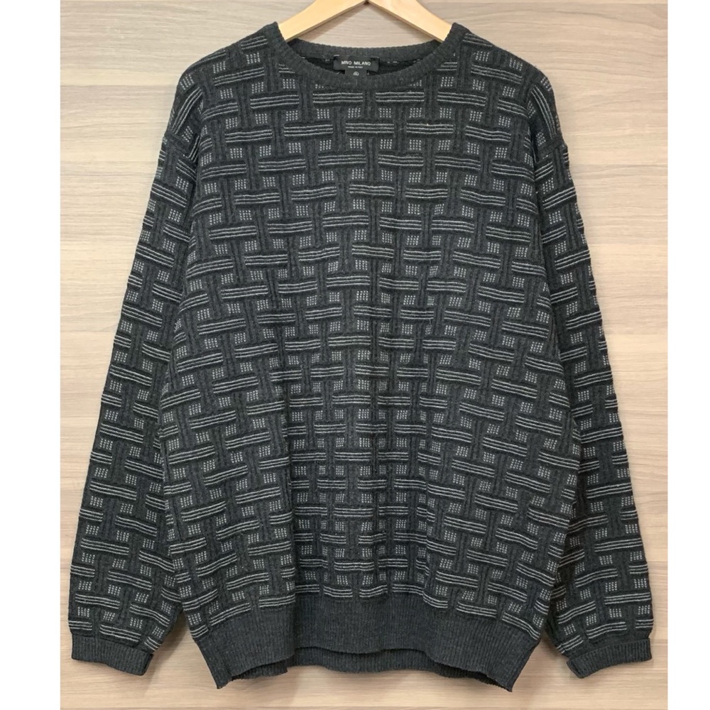Mino Milano Gray Knit Italian Wool Sweater XL